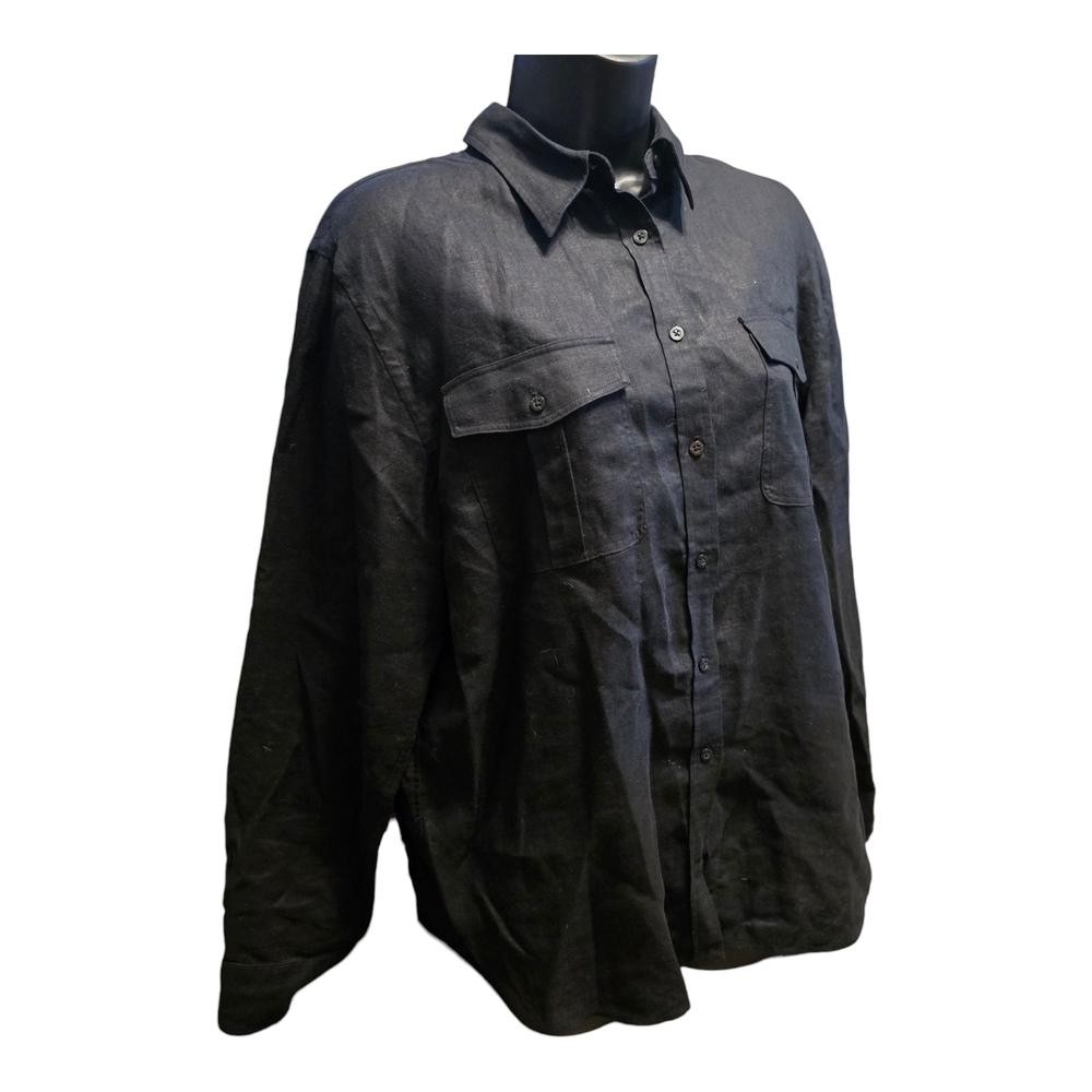 Womens Ralph Lauren 100% Linen Black Button-Up Shirt - Picture 2 of 4